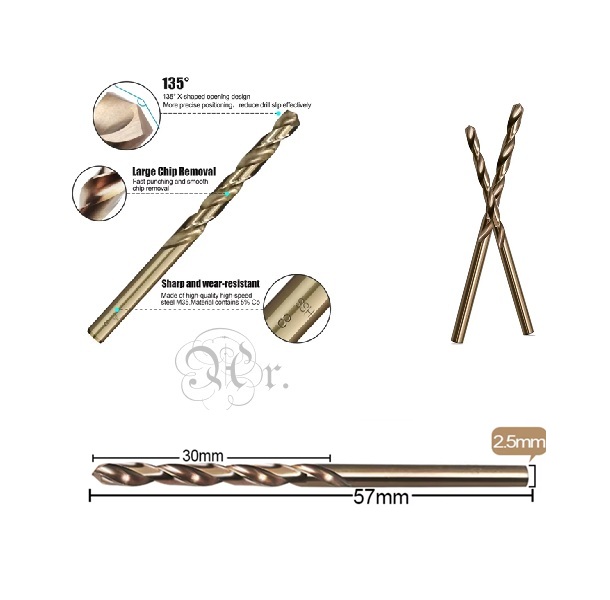 Set 2 Brocas Hss Cobalto 2.5 Mm.