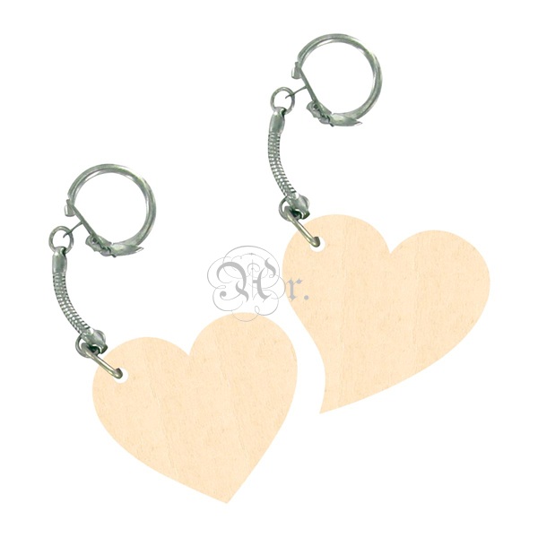Set 4 Llaveros Corazon Madera 5 Cm.