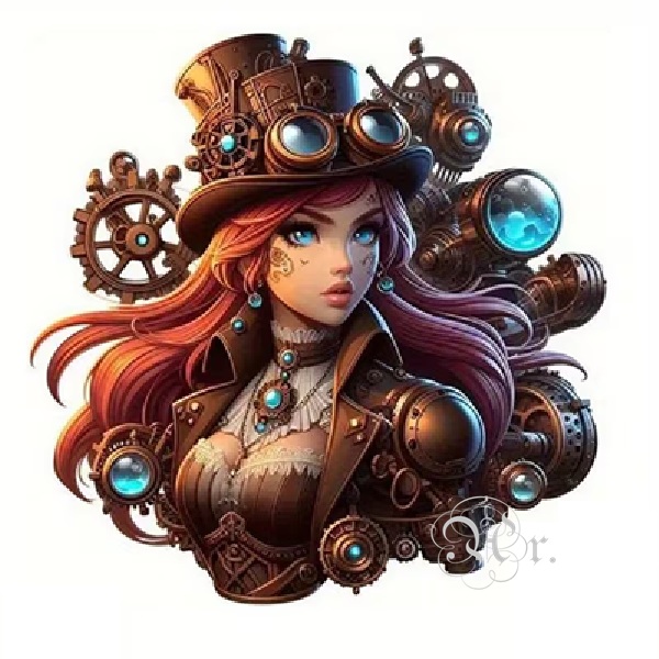 Transfer Textil Dtf 18*18 Cm. Chica Steampunk