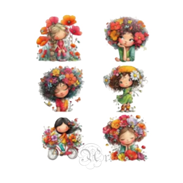 Set 6 Transfer Textil Dtf 9*9 Cm. Niños Amorosos IV