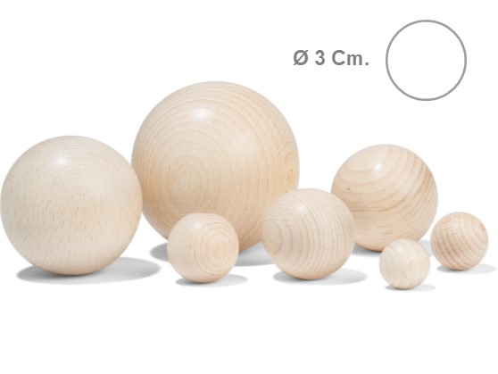 Bola Madera Sin Ø30 Mm. 25 U.