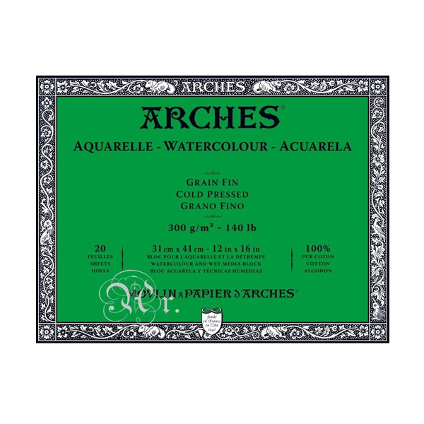 Block Acuarela Arches 4L 31*41 Cm. GF 20h.