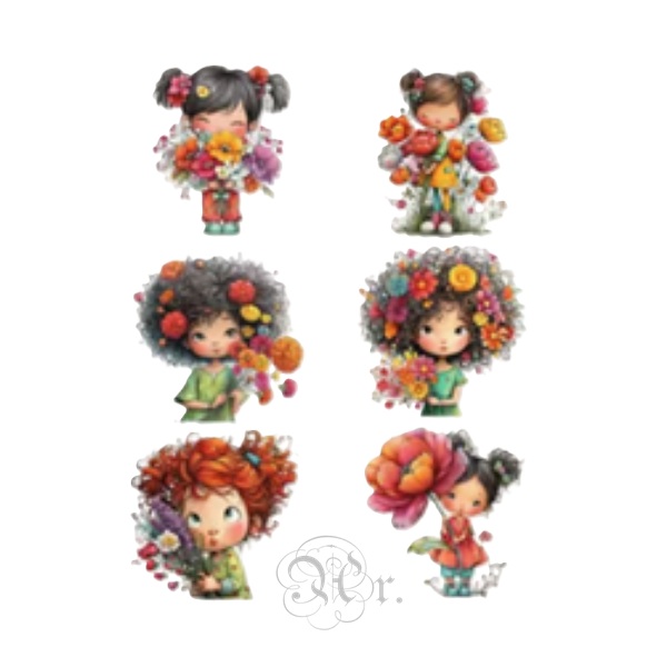 Set 6 Transfer Textil Dtf 9*9 Cm. Niños Amorosos I