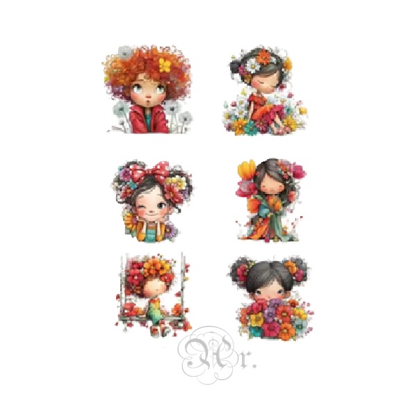 Set 6 Transfer Textil Dtf 9*9 Cm. Niños Amorosos II