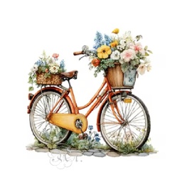 [0886024] Transfer Textil Dtf 18*18 Cm. Bici Flores