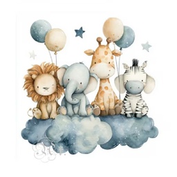 [0886058] Transfer Textil Dtf 18*18 Cm. Animales Globos